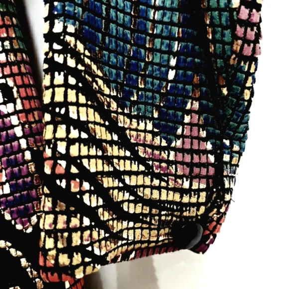 Vintage Cache Metalic Asymmetrical Illusion Plunge Neck Metalic Beaded Maxidress - Picture 8 of 16